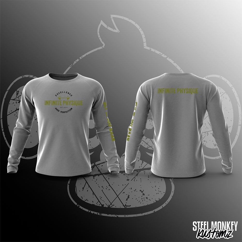 Infinite Physique - Long Sleeve - Grey - Green Print - Unisex