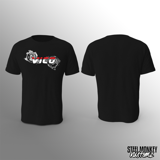 Vico Steel - Black - T-Shirt - Red&White Chest