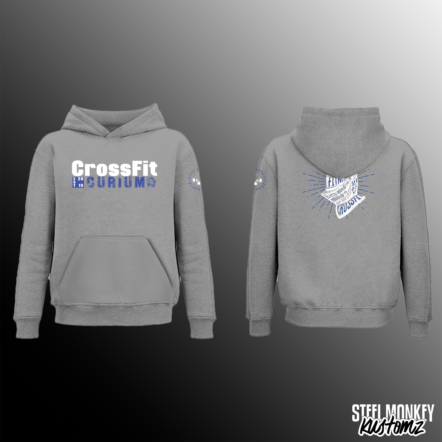 CrossFit Curium - Hoodie - Light Grey - Blue