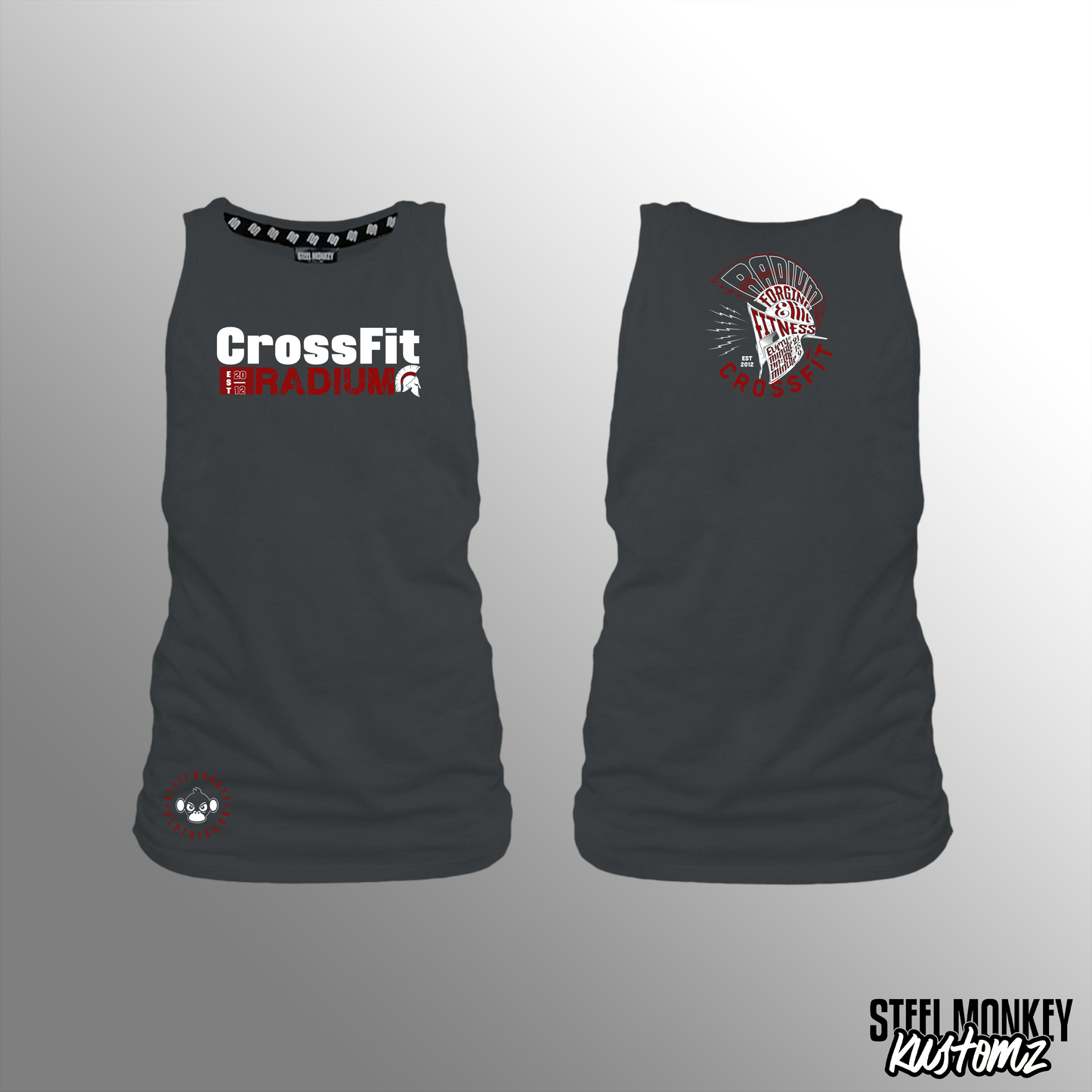 CrossFit Radium - Ladies - Charcoal - Muscle Tank - White & Red