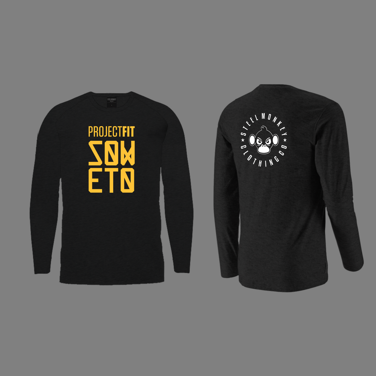 ProjectFit - Raglan Unisex Longsleeve - Black & Yellow