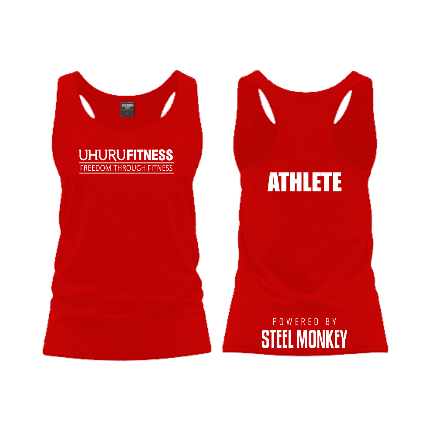 Uhuru Fitness - ATHLETE - Ladies Vest - Red Brushed Spandex