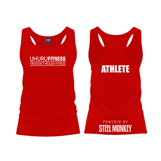 Uhuru Fitness - ATHLETE - Ladies Vest - Red Brushed Spandex
