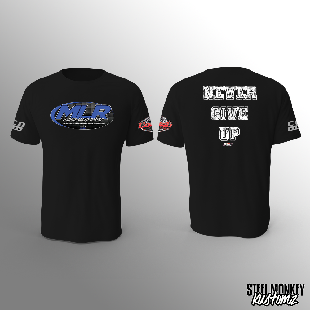 Marius Lloyd Racing - T-Shirt - Black - Never Give Up - Mens