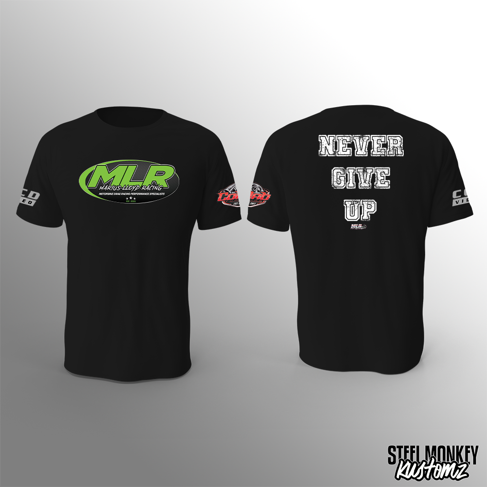 Marius Lloyd Racing - T-Shirt - Black - Never Give Up - Mens
