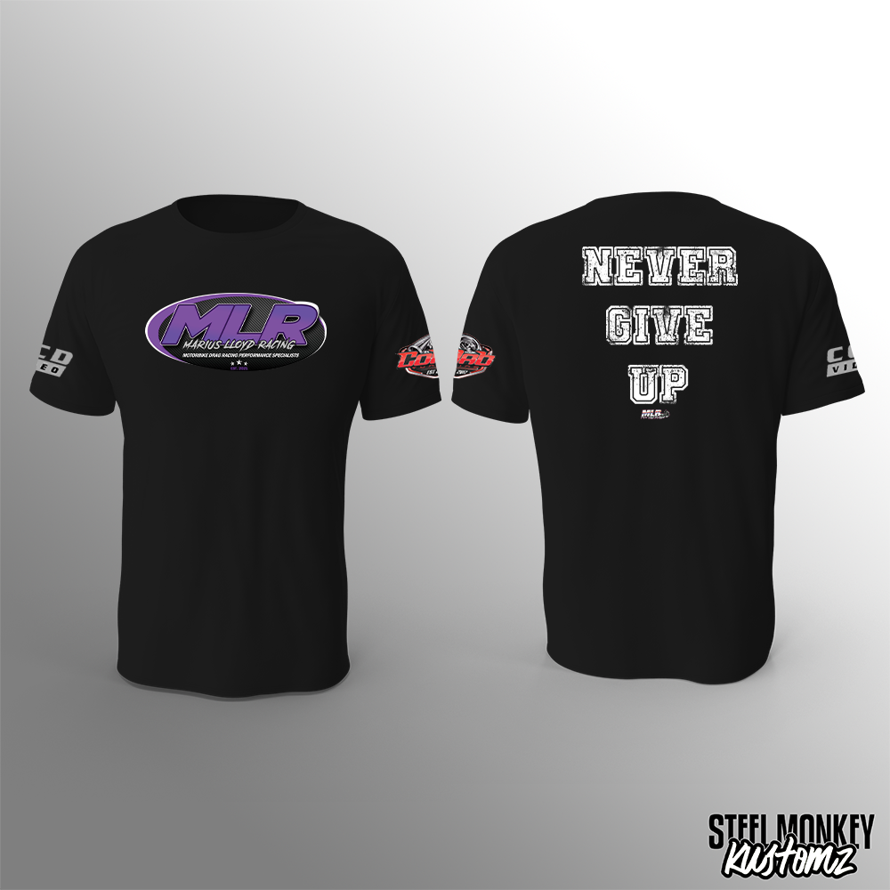 Marius Lloyd Racing - T-Shirt - Black - Never Give Up - Mens