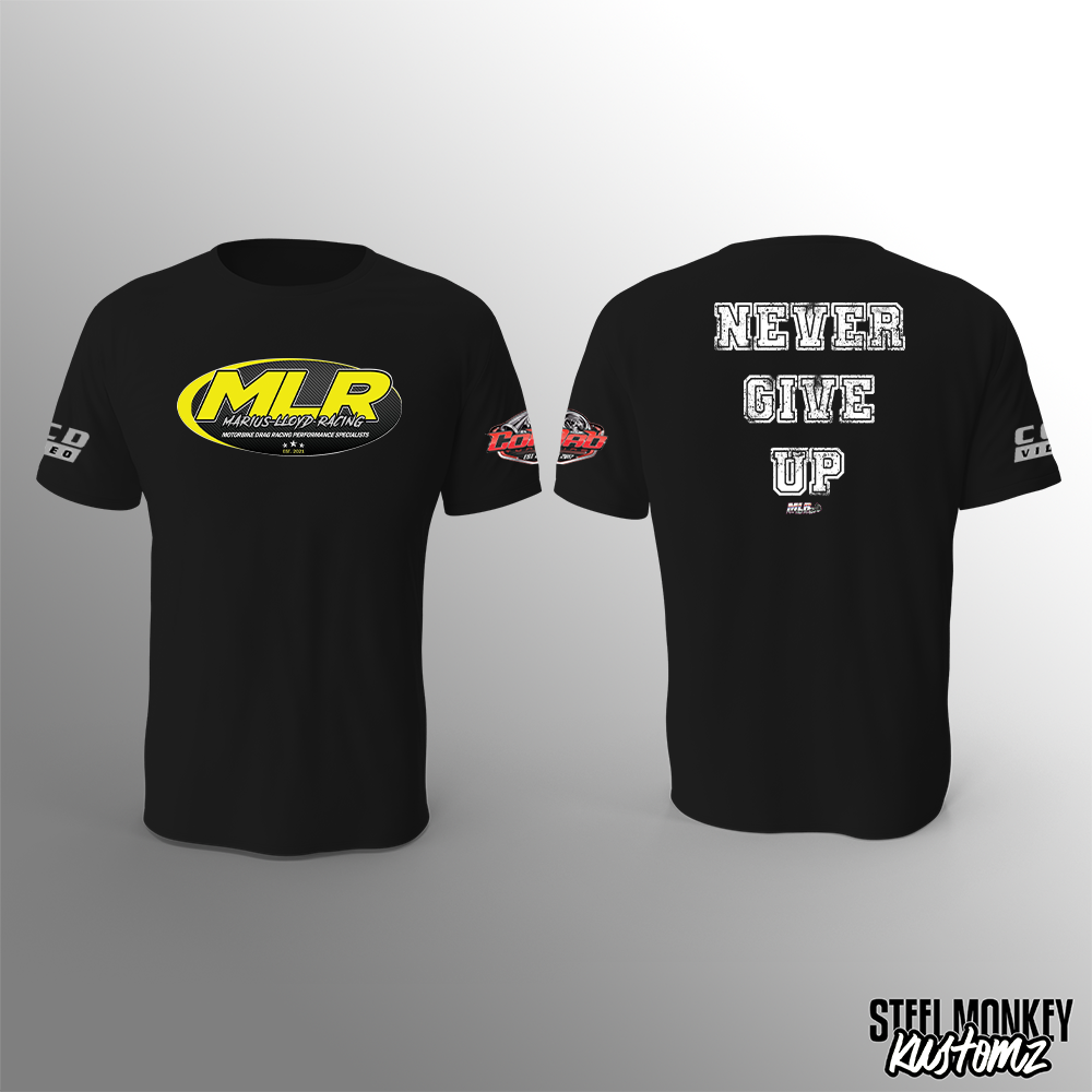 Marius Lloyd Racing - T-Shirt - Black - Never Give Up - Mens