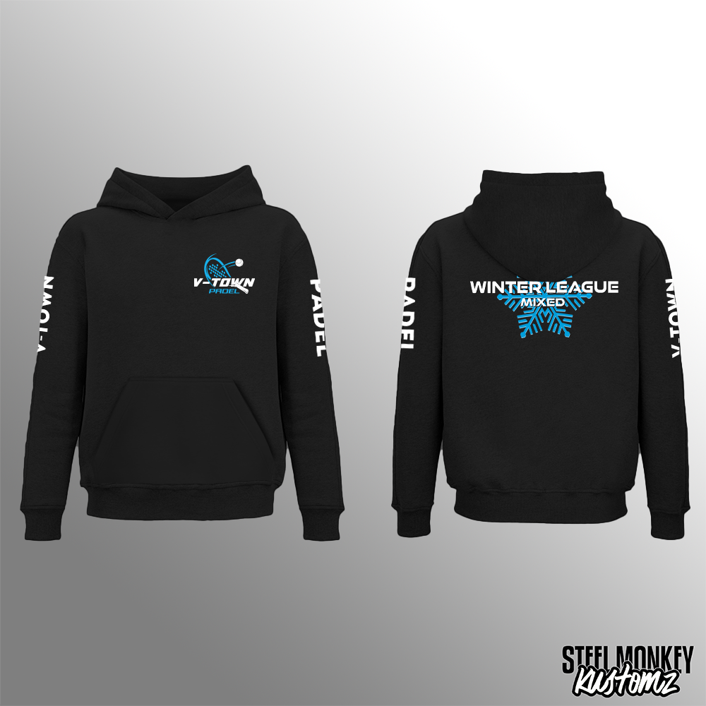 V-Town Padel - Black Hoodie - Winter League - Mixed