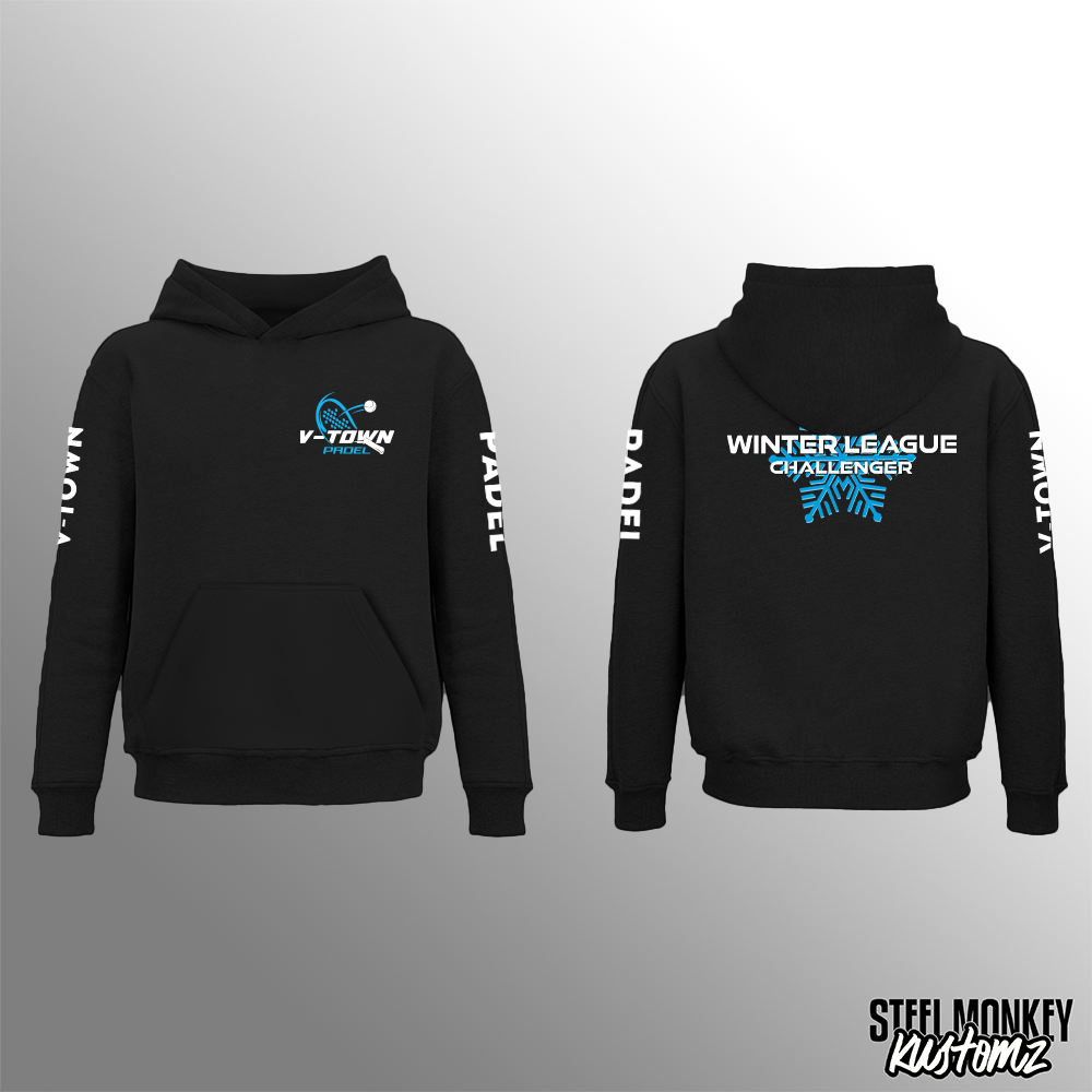 V-Town Padel - Black Hoodie - Winter League - Challenger