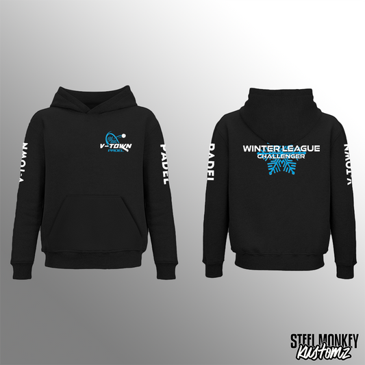 V-Town Padel - Black Hoodie - Winter League - Challenger
