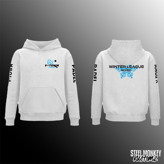 V-Town Padel - White Hoodie - Winter League - Mixed