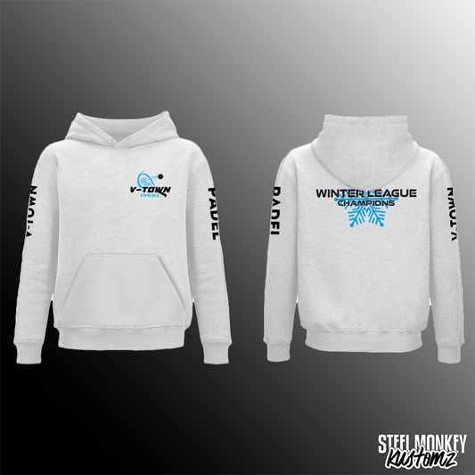 V-Town Padel - White Hoodie - Winter League - Champions