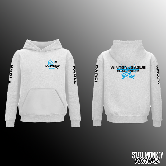 V-Town Padel - White Hoodie - Winter League - Challenger