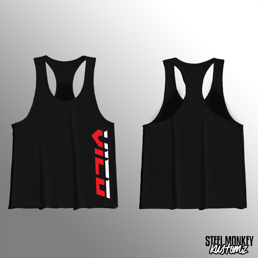 Vico Steel - Black - Stringer Vest - Red&White