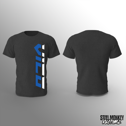 Vico Steel - Charcoal - T-Shirt - White&Blue