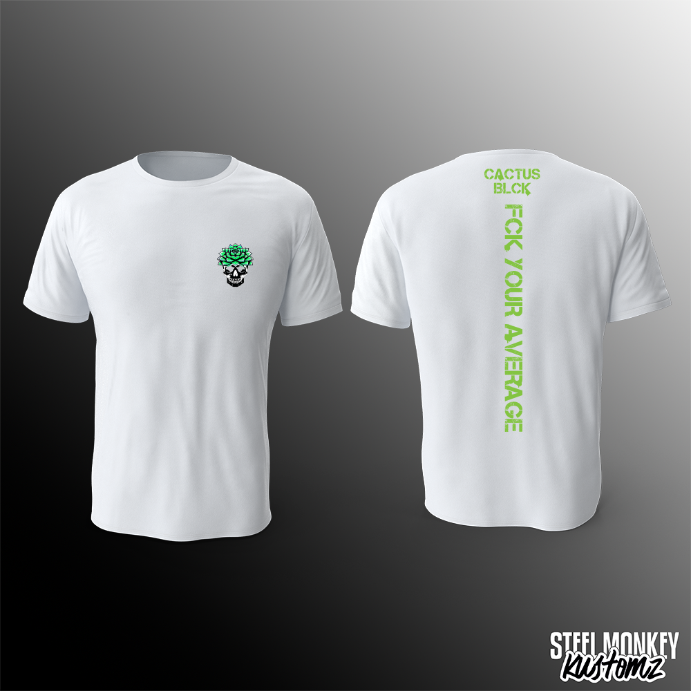 Cactus BLCK - Mens - T-Shirt - White - Green - FCK YOUR AVERAGE