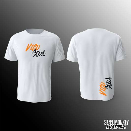 Vico Steel - White - T-Shirt - VS Orange & Black