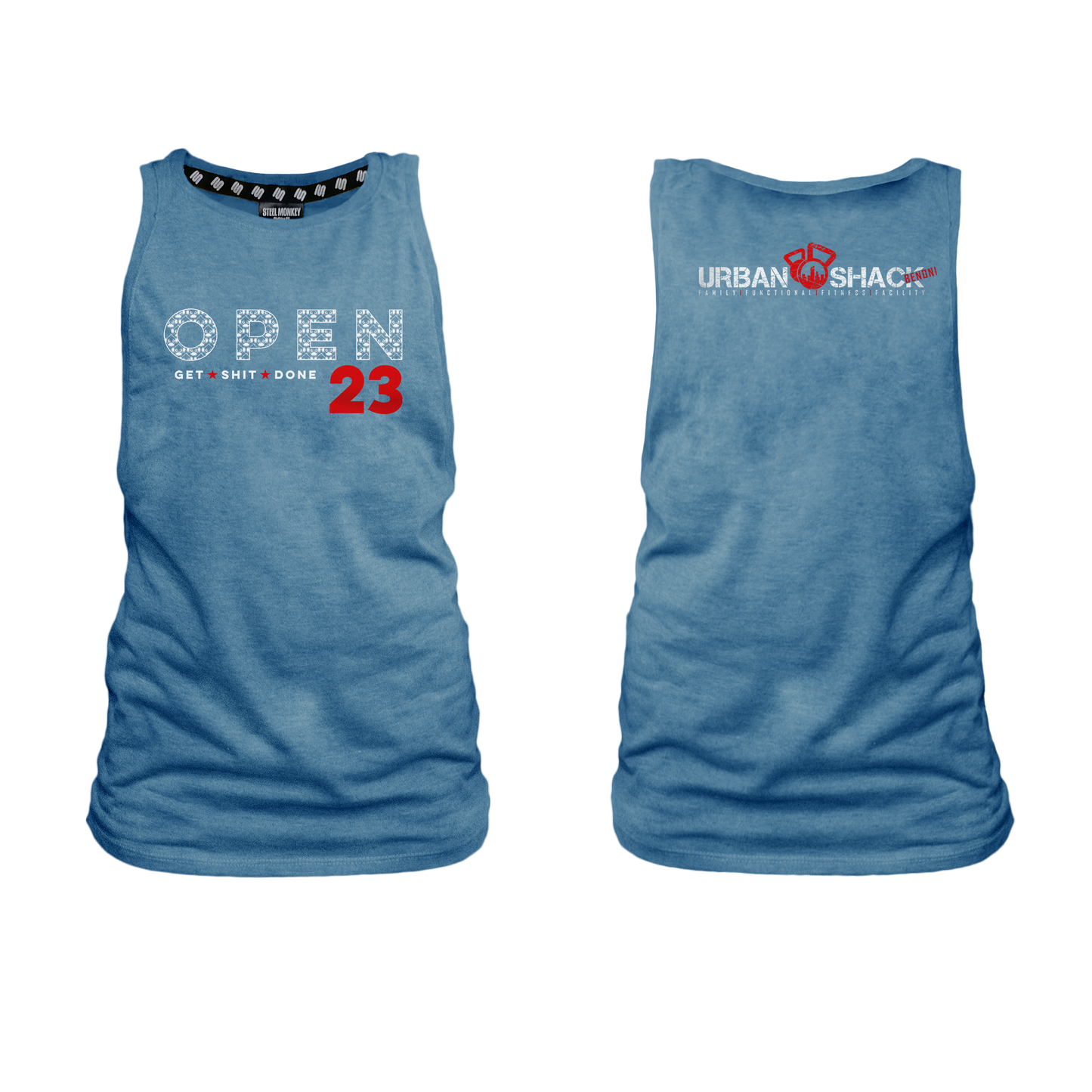 Urban Shack Open 23 Ladies Muscle Tank - Blue Melange