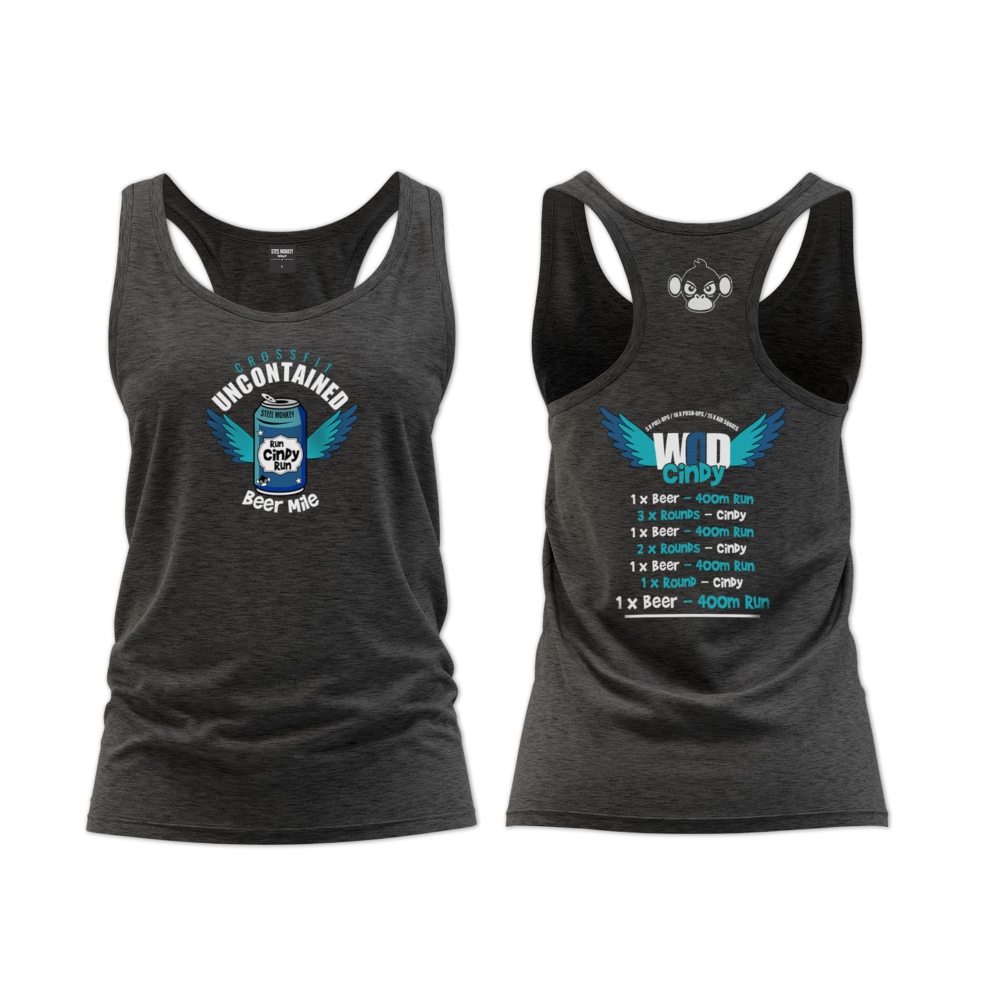 CF Uncontained Beer Mile Ladies Straight Cut Vest - Charcoal Melange