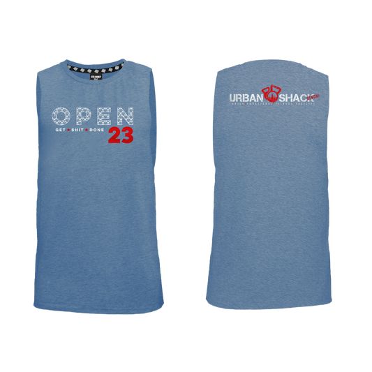 Urban Shack Open 23 Mens Muscle Tank - Blue Melange