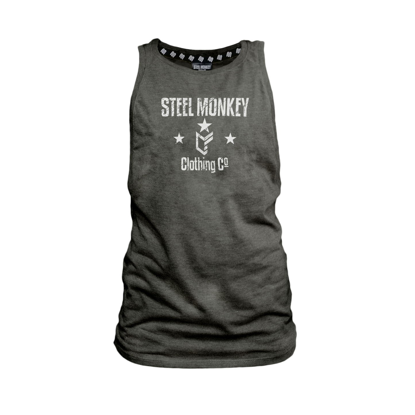 SM Ladies Melange Muscle Tank - Chevron Grunge White