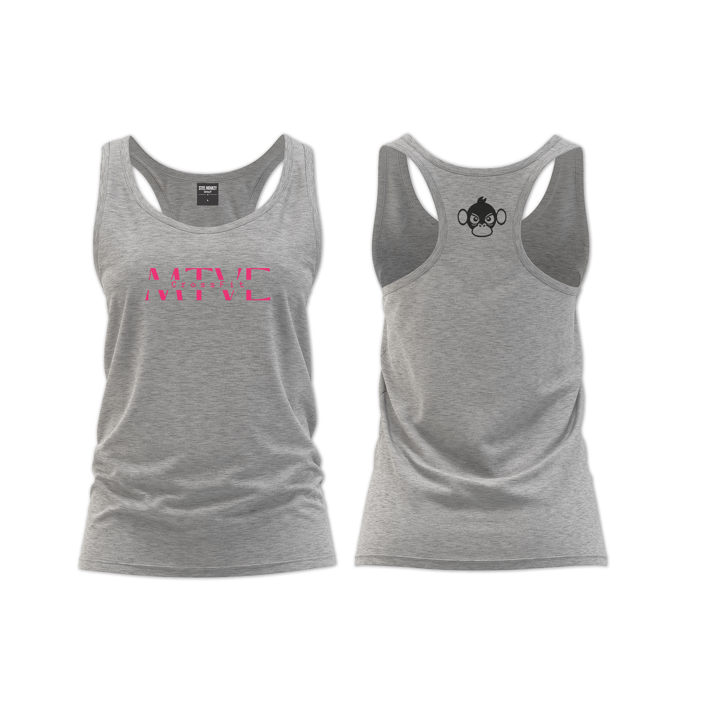 CrossFit Motive Ladies Straight Cut Vest - Grey Melange (Pink)