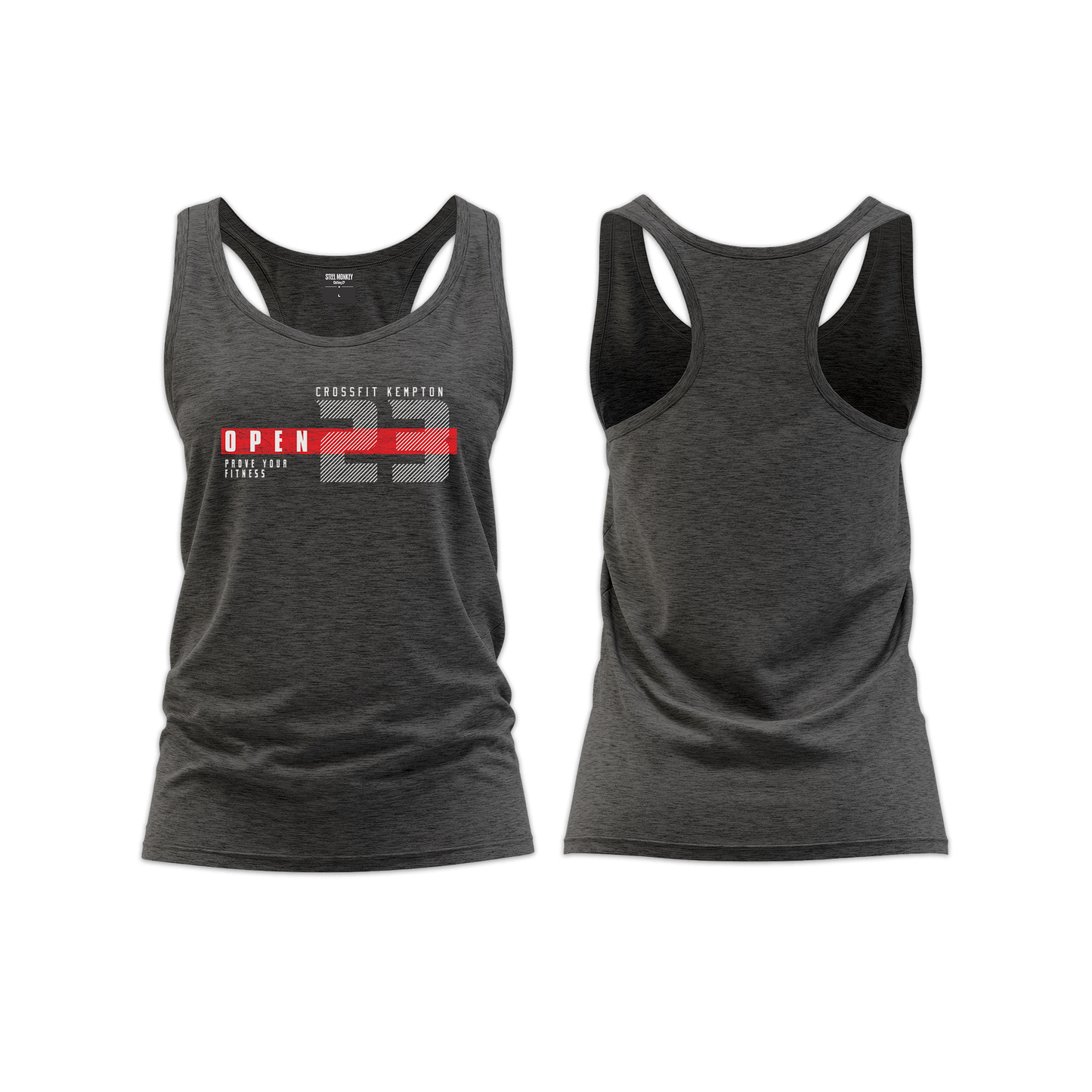 Crossfit Kempton Park Open 23 Ladies Straight Cut Vest - Charcoal Melange