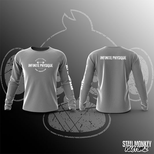 Infinite Physique - Long Sleeve - Grey - White Print - Unisex