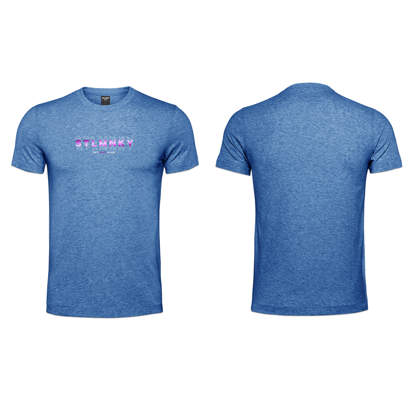 Mens T-Shirts - Blue Melange - 3D Design