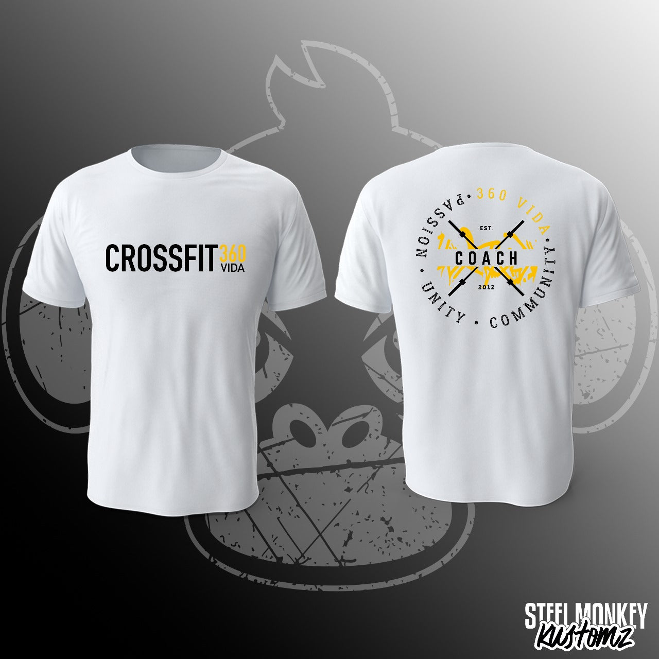 CrossFit 360 Vida - White T-Shirt - Coach - Yellow & White - Large - Mens