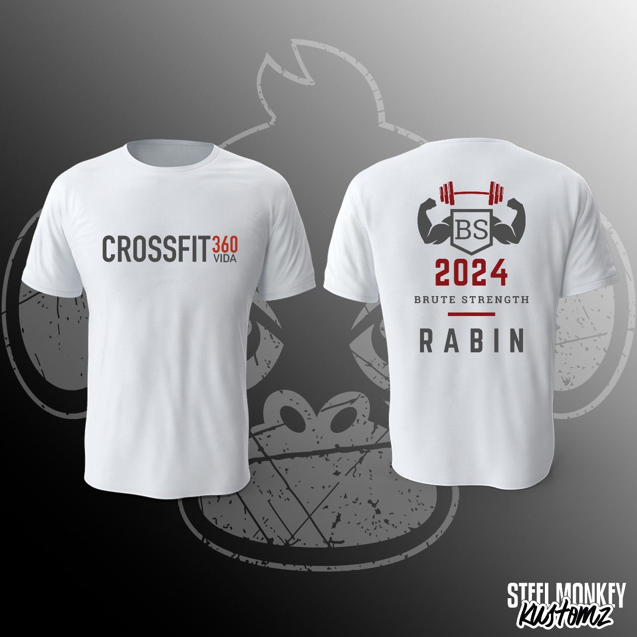 CrossFit 360 Vida - White T-Shirt - Rabin - Brute Strength - Red & White - XLarge - Mens