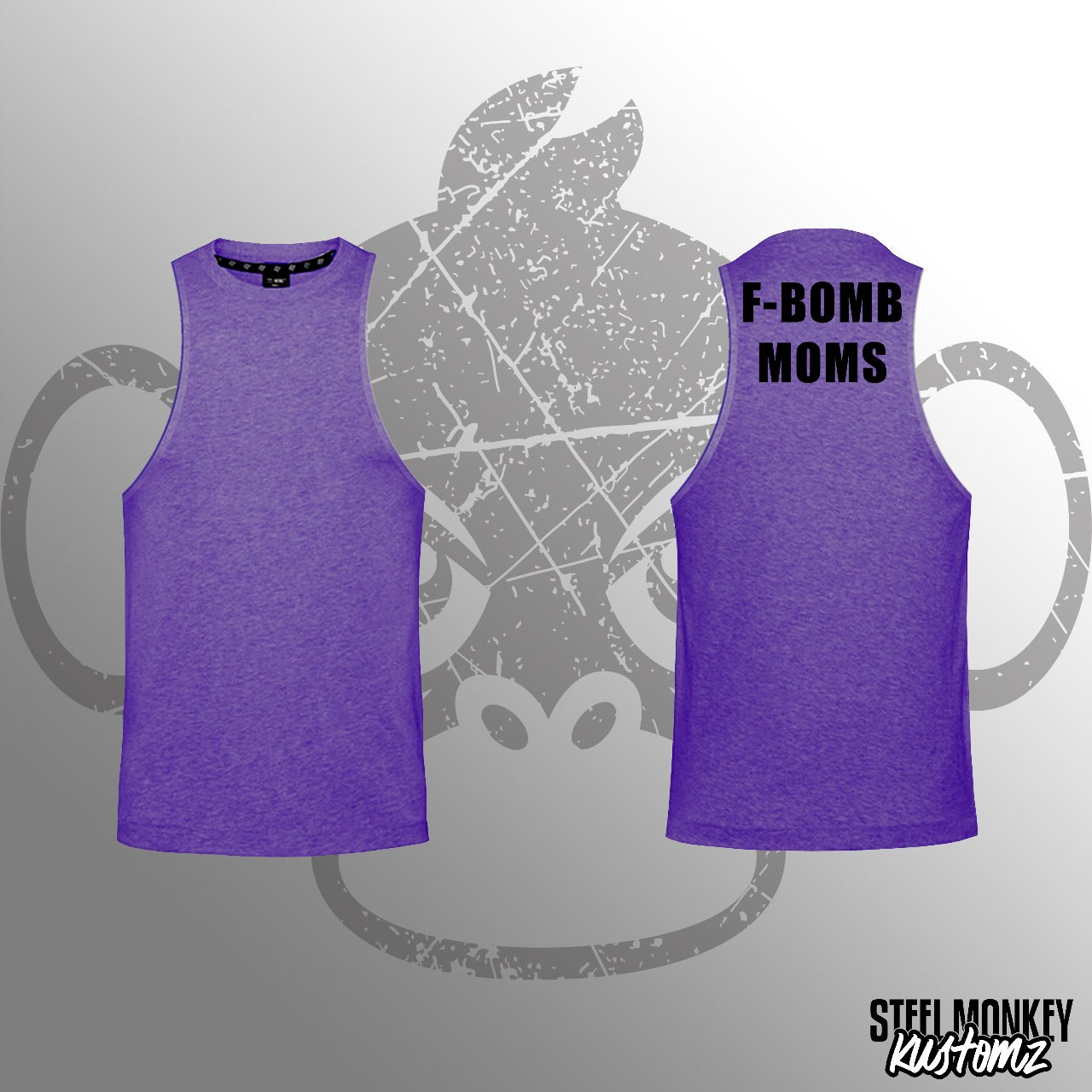 F-Bomb Moms - Indigo Melange - Muscle Tank - Ladies - Medium