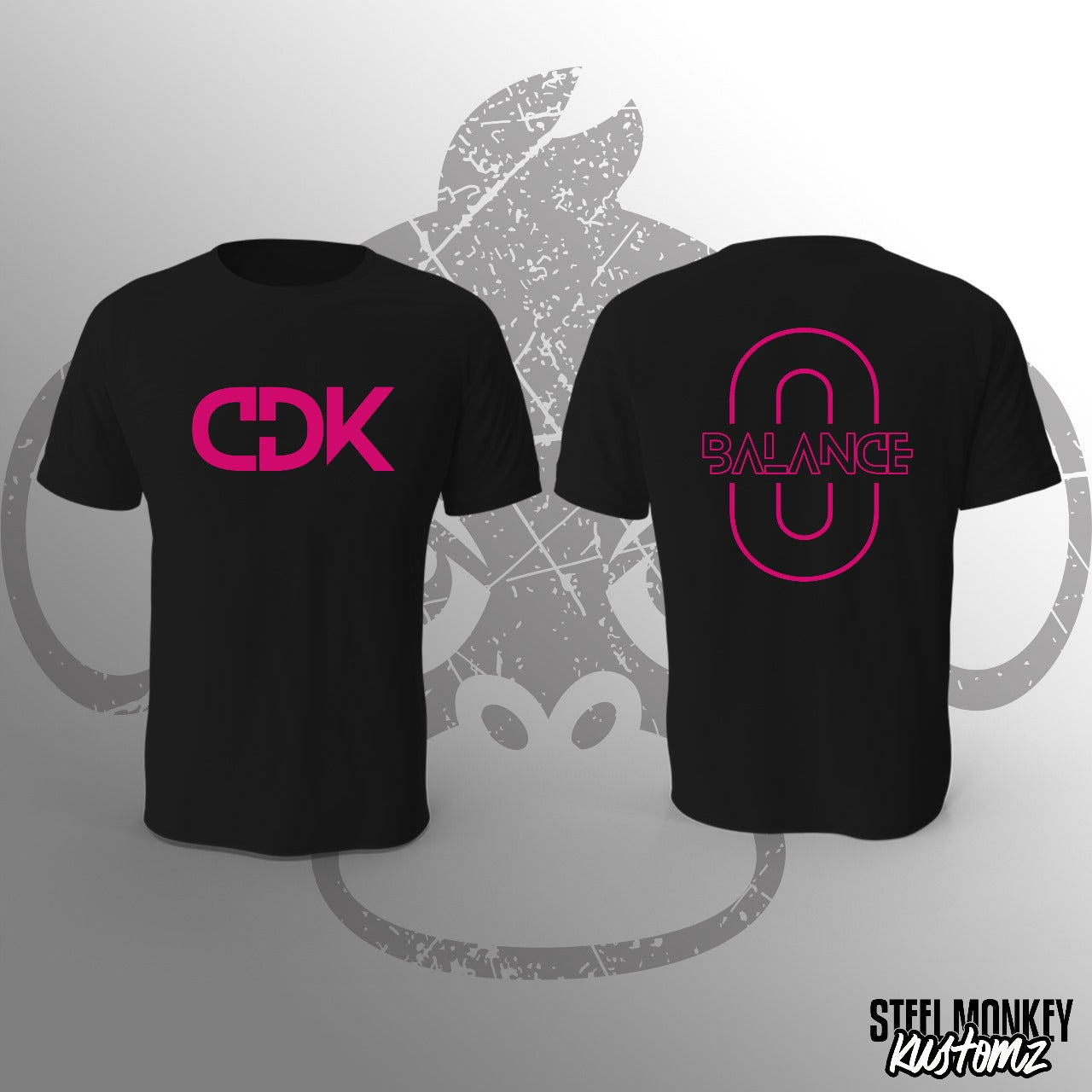 CDK - Ladies Black Cotton - T-Shirt - Small - Pink Design