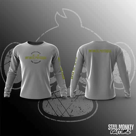 Infinite Physique - Long Sleeve - Grey - Green Print - Unisex