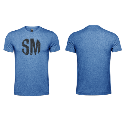 Mens T-Shirt - Blue  - Black SM - Chest