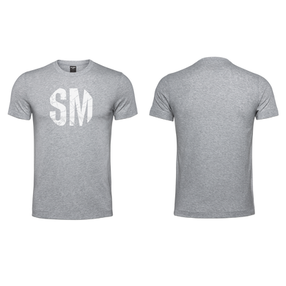 Mens T-Shirt - Grey Melange - White Design