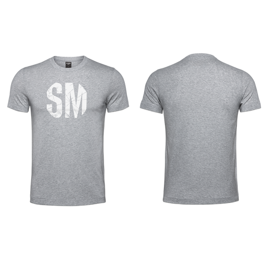 Mens T-Shirt - Grey Melange - White Design