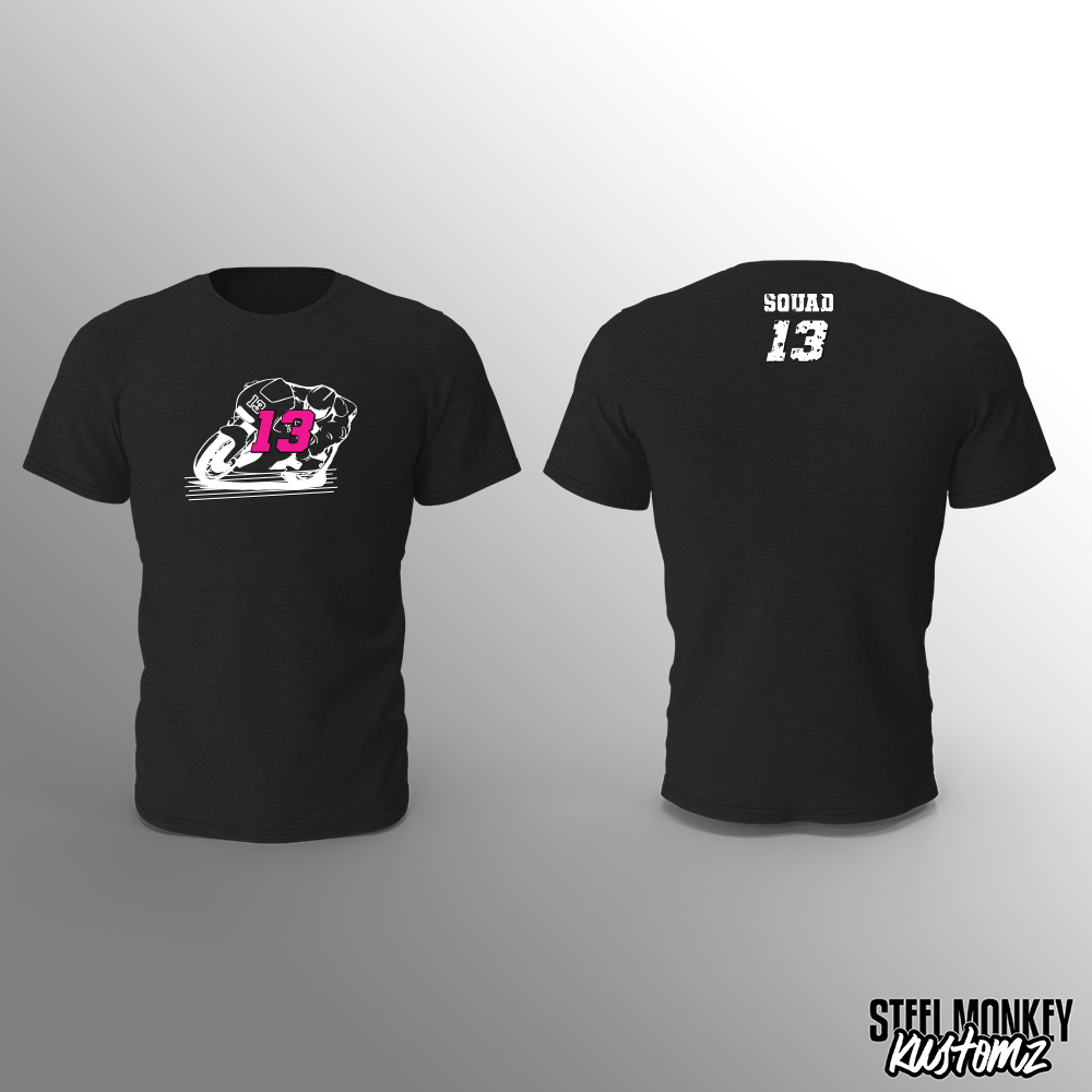 Squad 13 - Black T-Shirt - White 13 Design