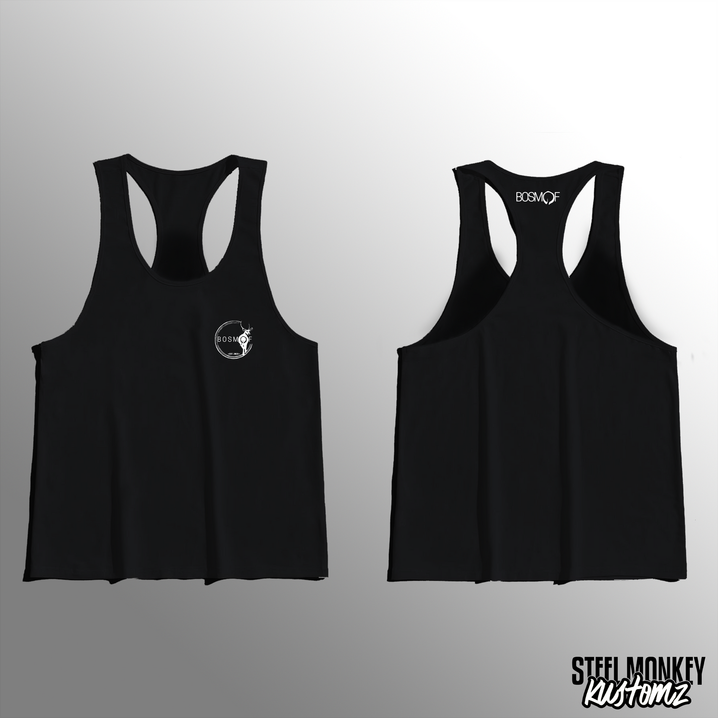 Bosmof - Mens - Black - Stringer Vest - Design 2
