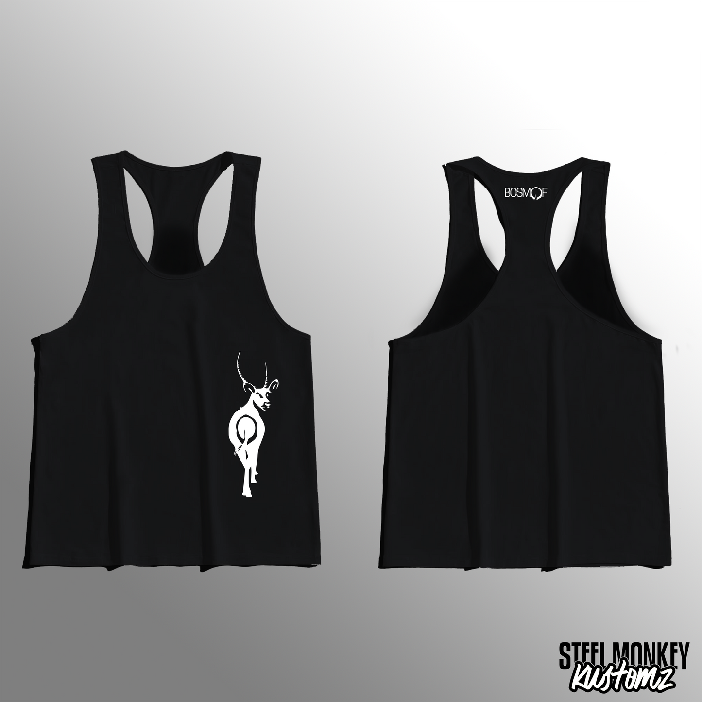 Bosmof - Mens - Black - Stringer Vest - Design 3