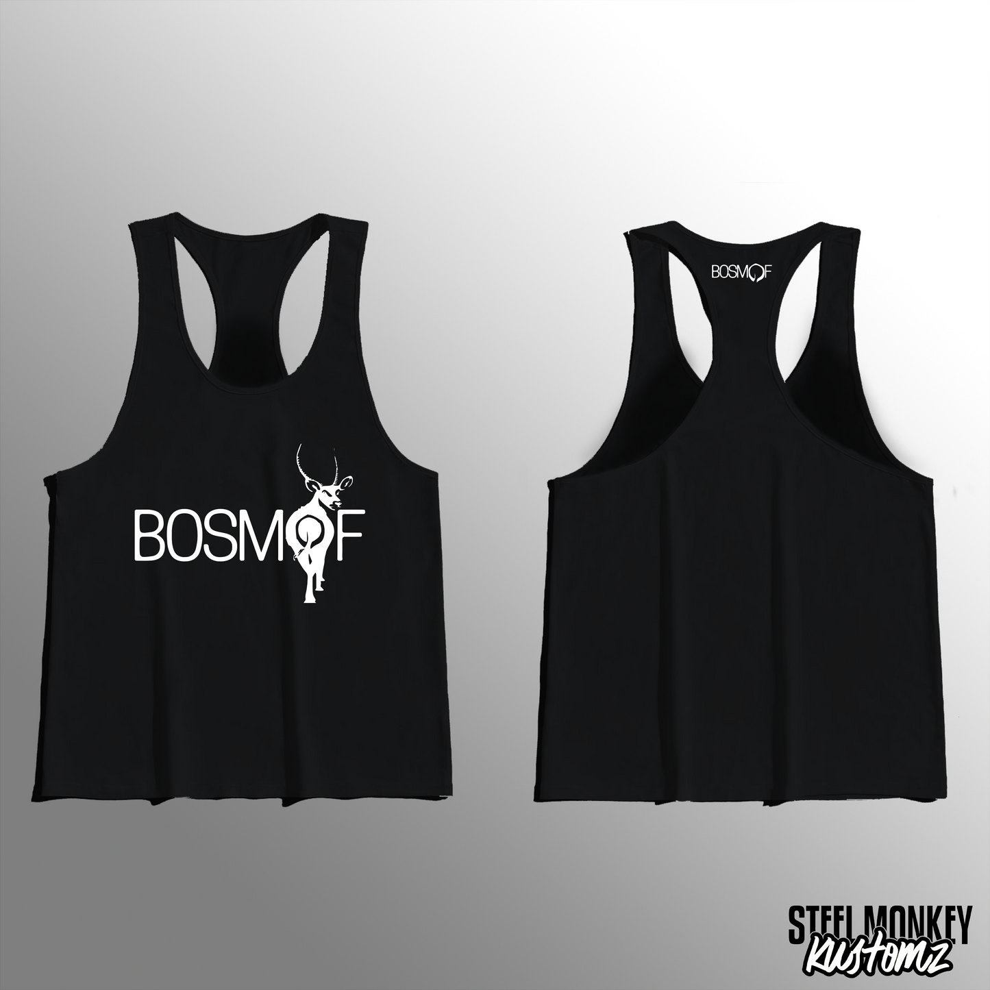 Bosmof - Mens - Black - Stringer Vest - Design 4