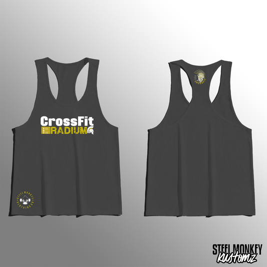 CrossFit Radium - Mens - Charcoal - Stringer Vest - White & Gold