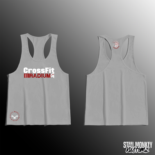 CrossFit Radium - Mens - Grey - Stringer Vest - White & Red