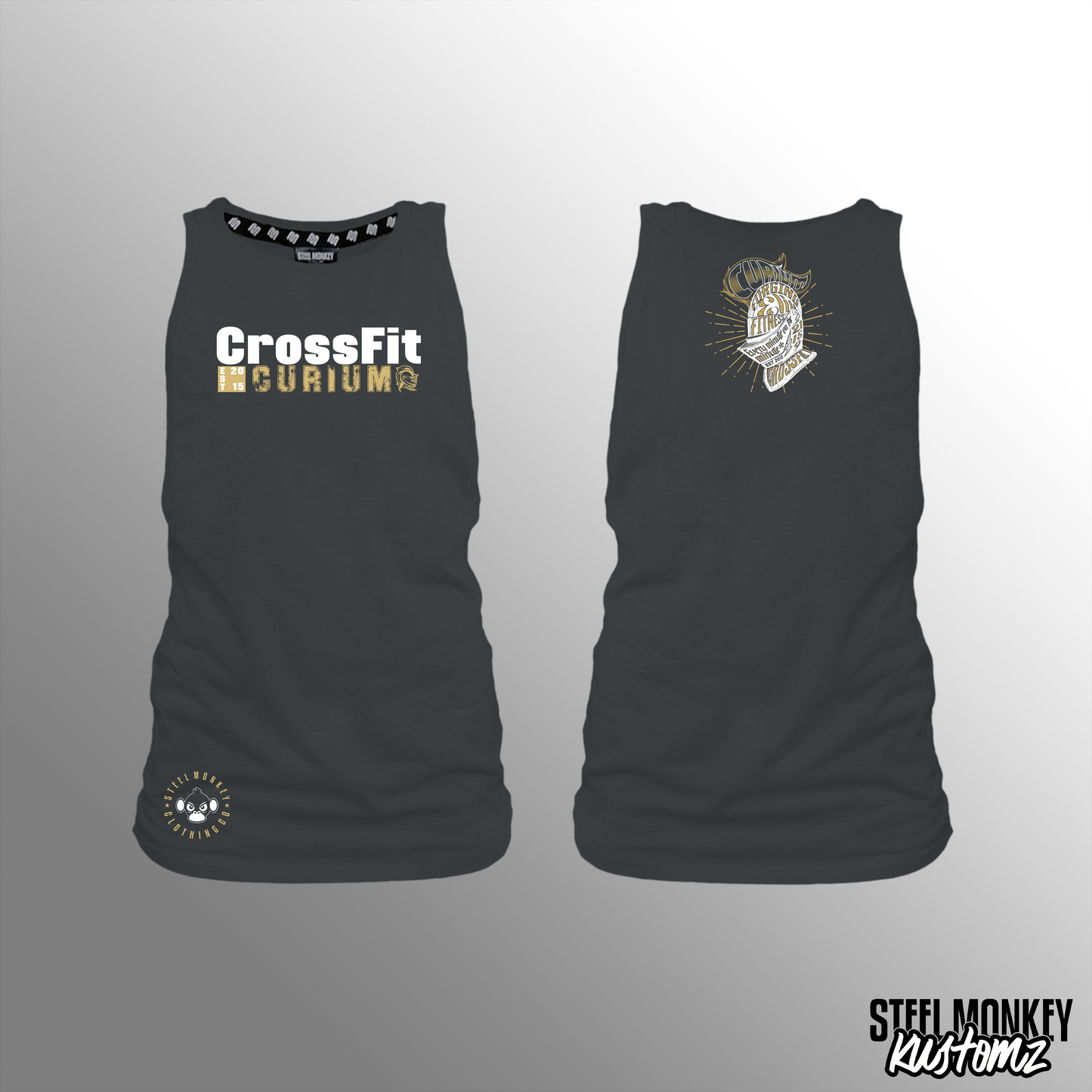 CrossFit Curium - Ladies - Charcoal - Muscle Tank - White & Gold