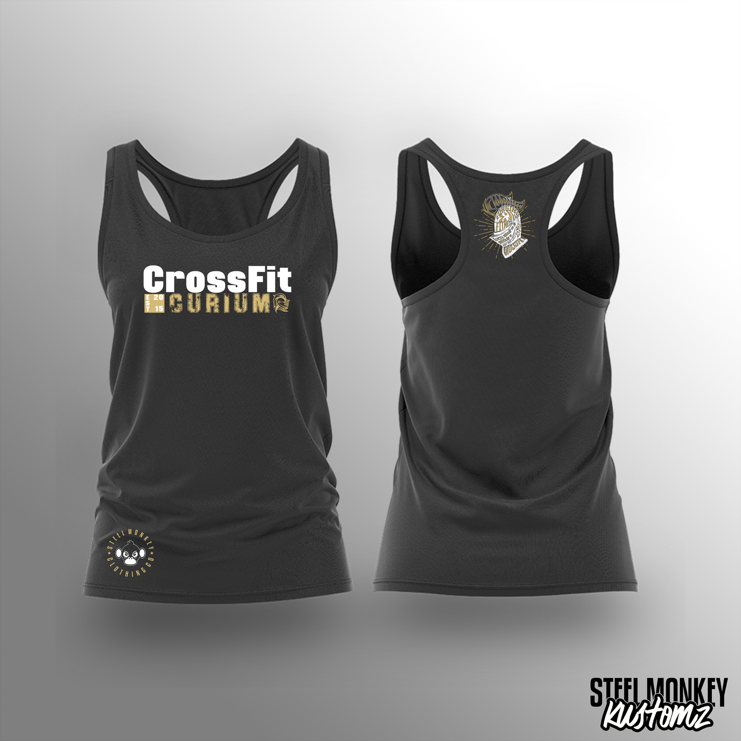 CrossFit Curium - Ladies - Charcoal - Vest - White & Gold