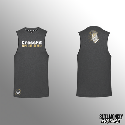 CrossFit Curium - Mens - Charcoal - Muscle Tank - White & Gold