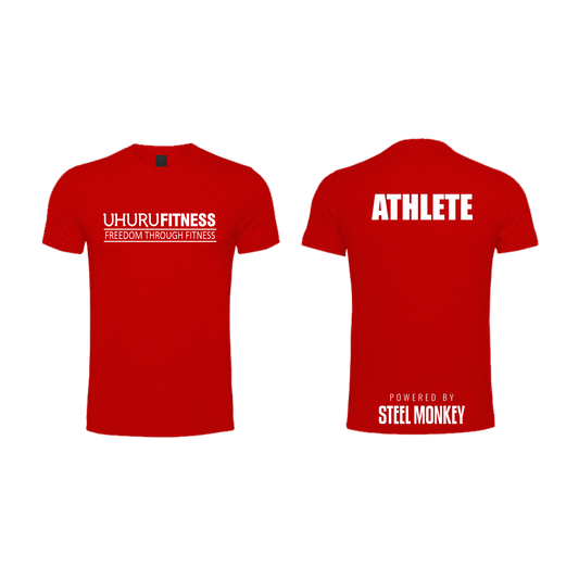 Uhuru Fitness - ATHLETE - Tshirt - Red Brushed Spandex