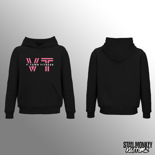 V-Town - Kids - Hoodies - Black - Pink Design - Girls