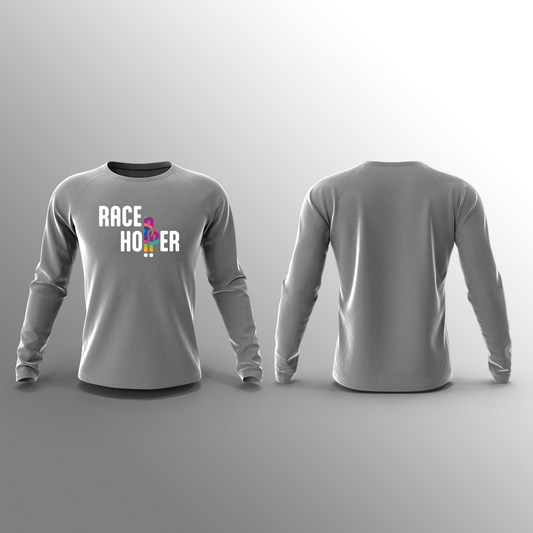 Race Hopper - Long Sleeve - Grey - White Print