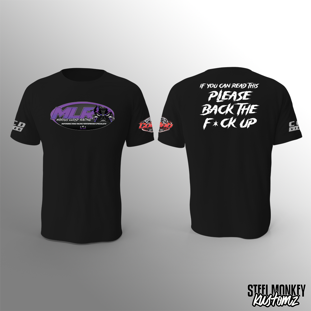 Marius Lloyd Racing - T-Shirt - Black Cotton - Back Up - Mens
